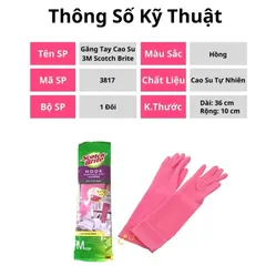 Găng tay cao su 3M™ Scotch-Brite 36cm - Bảo vệ tay khi rửa chén, vệ sinh nhà và giặt quần áo, chất liệu thiên nhiên an toàn