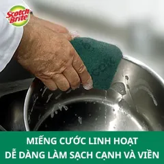 Miếng rửa chén 3M Scotch-Brite™ Tough Clean, 70 x 100mm - Siêu sạch, công nghệ độc quyền, mạnh mẽ nhưng không xước bề mặt, 1 miếng/gói