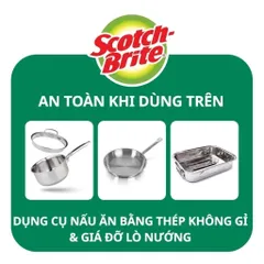 Miếng rửa chén 3M Scotch-Brite™ Tough Clean, 70 x 100mm - Siêu sạch, công nghệ độc quyền, mạnh mẽ nhưng không xước bề mặt, 1 miếng/gói