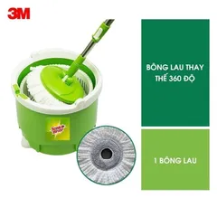 Bộ lau nhà 3M Scotch Brite 360° - Thiết kế thông minh tích hợp giặt vắt, bông microfiber thấm hút, màu xanh - Giải pháp dọn dẹp hiệu quả