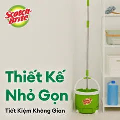 Bộ lau nhà 3M Scotch Brite 360° - Thiết kế thông minh tích hợp giặt vắt, bông microfiber thấm hút, màu xanh - Giải pháp dọn dẹp hiệu quả