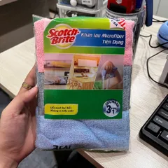 Túi 3 khăn lau bếp đa năng microfiber 3M Scotch-brite™, 30cm x 30cm, sản xuất tại Thái Lan