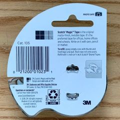 Băng Dính Trong Suốt 3M SCOTCH® MAGIC TAPE 105 - Combo 3 Cuộn 19mm x 7,62m Kèm Máy Cắt Tiện Lợi - Dán Vật Liệu Thẩm Mỹ, Không Lộ Dấu Dán