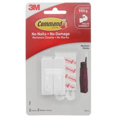 Móc treo tường 3M COMMAND™ 17501ANZ, chịu trọng tải 900g/ móc, 2 móc/vỉ, sản xuất tại Singapore