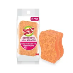 Miếng rửa chén hạt mài nổi 3M Scotch-Brite - 2 miếng không trầy xước, màu cam, vệ sinh hiệu quả cho bát đĩa, nồi chảo, 69mm x 114mm
