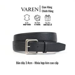 Thắt Lưng Nam Da Thật VAREN - Khóa Hợp Kim Cao Cấp, Bản 3.4cm Phong Cách Y2K Sang Trọng, Phụ Kiện Thời Trang Nam