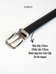 Thắt Lưng Da Bò VAREN VENZA Unisex 2.8cm - Dây Nịt Tối Giản Sang Trọng Cho Nam Nữ, Phụ Kiện Thời Trang Hàng Ngày