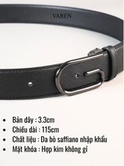 Thắt Lưng Nam VAREN GLORY Da Bò Thật - Dây Nịt Cao Cấp Bản 3.3cm Sang Trọng, Bền Bỉ Dành Cho Quý Ông