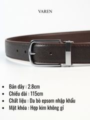 Thắt Lưng Da Bò Epsom Nâu VAREN PRIMO 3.0cm - Phong Cách Thanh Lịch, Bền Bỉ, Dễ Dàng Phối Đồ Cho Mọi Dịp
