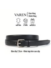 Thắt Lưng Da Bò VAREN ROMA Unisex - Khóa Hợp Kim Xám Khói, Bản 2.3cm, Phong Cách Tối Giản và Đẳng Cấp, Phụ Kiện Thời Trang Cao Cấp