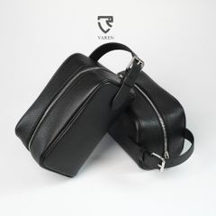 Túi Cầm Tay Da Bò Vân Hạt VAREN - Dopp Kit Cao Cấp Đựng Đồ Chăm Sóc Cá Nhân Sang Trọng Cho Nam Giới