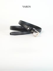 Thắt Lưng Unisex Da Bò Thật 2.3cm - Khóa Hợp Kim Trắng Xám Tối Giản, Phụ Kiện Thời Trang Đa Dụng Cho Nam Nữ