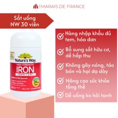 Nature’s Way Sắt Hữu Cơ Cao Cấp + Vitamin C & B12 - Viên Nén Bổ Sung Dinh Dưỡng Hằng Ngày - 30 Viên từ Úc