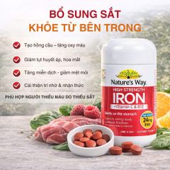 Nature’s Way Sắt Hữu Cơ Cao Cấp + Vitamin C & B12 - Viên Nén Bổ Sung Dinh Dưỡng Hằng Ngày - 30 Viên từ Úc