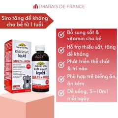 Siro Bổ Sung Sắt Nature’s Way Kids Smart Liquid Multi Iron 200ml Cho Trẻ Em - Hỗ Trợ Sức Khỏe và Dinh Dưỡng Hằng Ngày