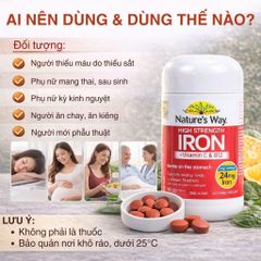 Nature’s Way Sắt Hữu Cơ Cao Cấp + Vitamin C & B12 - Viên Nén Bổ Sung Dinh Dưỡng Hằng Ngày - 30 Viên từ Úc