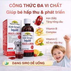 Siro Bổ Sung Sắt Nature’s Way Kids Smart Liquid Multi Iron 200ml Cho Trẻ Em - Hỗ Trợ Sức Khỏe và Dinh Dưỡng Hằng Ngày