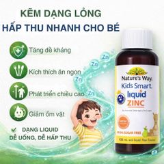 Kẽm Dạng Lỏng Nature’s Way Kids Smart 100ml – Bổ Sung Kẽm Hương Trái Cây Dễ Uống Cho Trẻ Em Tại Úc