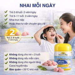 Kẹo Dẻo Canxi & Vitamin D3 Nature’s Way - Bổ Sung Canxi & Hỗ Trợ Phát Triển Xương Cho Trẻ Em, Vị Vani Ngon Miệng, Hàng Úc Chất Lượng