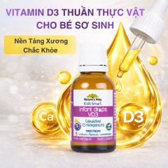 Vitamin D3 Nature’s Way Kids Smart 13ml - Giọt Nhỏ Hỗ Trợ Xương Cho Trẻ Sơ Sinh - Dinh Dưỡng Thiết Yếu Cho Bé
