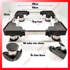 Chân Kê Tủ Lạnh, Máy Giặt Chịu Lực - Bộ 4 Chân INOX Bọc Cao Su Chống Trượt, Điều Chỉnh Kích Thước 460-680mm, Tăng Độ Ổn Định