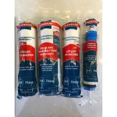 Combo 4 Lõi Lọc Nước Sunhouse Chính Hãng - Dành Cho Máy Lọc RO Kangaroo, Karofi, Mutosi, 1 Micron, 5 Micron, Màng RO