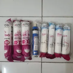 Bộ 8 Lõi Lọc Nước Mutosi cho Máy Nóng Lạnh MP-350D-PKQ - Màng RO T33, Far Infrared, Mineral, Nano Silver