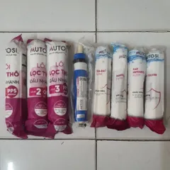 Bộ 8 Lõi Lọc Nước Mutosi cho Máy Nóng Lạnh MP-350D-PKQ - Màng RO T33, Far Infrared, Mineral, Nano Silver