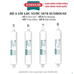 Combo 4 Lõi Lọc Nước 5678 Sunhouse - Hàng Chính Hãng, Tương Thích Máy Lọc RO, Chức Năng Tạo Khoáng, Khử Mùi An Toàn