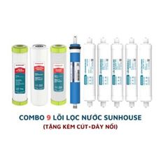 Bộ 9 Lõi Lọc Nước RO Sunhouse Chính Hãng - Lõi PP5, GAC, Màng RO, Alkaline, Nano Silver - Thay Thế Được Nhiều Máy Lọc Nước