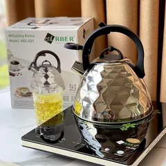 Ấm Đun Nước Arber Inox 304 - Đun Nước Sôi Nhanh, Phù Hợp Với Mọi Loại Bếp, Thiết Kế Sang Trọng Với Còi Báo Hiệu Sôi