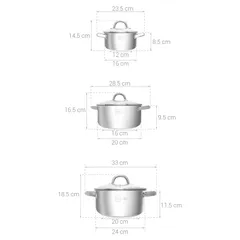 [KM] Bộ 3 nồi inox 3 đáy nắp kính Fivestar - sử dụng được trên bếp gas, bếp hồng ngoại và bếp từ