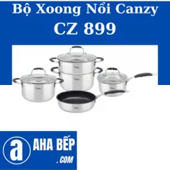 [Khuyến Mãi] Bộ xoong nồi cao cấp Canzy  5 món được làm từ Inox 201 sáng bóng, không phản ứng với thức ăn và an toàn