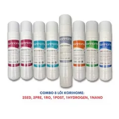 Combo 8 Lõi Lọc Korihome - Bộ Lọc Nước Chính Hãng [2 Sediment, 2 Pre Carbon, 1 RO, 1 Post, 1 Hydrogen Alkaline, 1 Nano Silver]