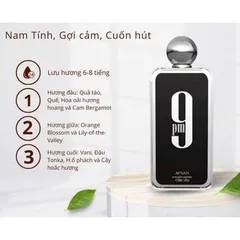 Nước Hoa 9 PM Afnan - Hương Tươi Mát với Táo Xanh, Cam, Vani và Hoa Cam - Độ Lưu Hương 6-8 Giờ, Phù Hợp Mọi Dịp