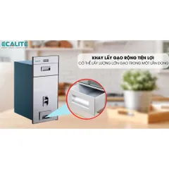 Thùng gạo điện tử gương, màu bạc  ECALITE -RC300S - Nắp đậy kín đáo bảo quản gạo tránh nấm mốc, côn trùng