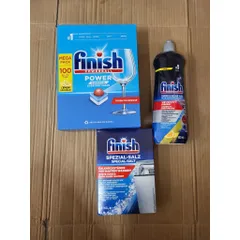 Combo 3 Sản Phẩm Finish - Viên Rửa Bát 100 Viên, Muối 1.2Kg Và Nước Làm Bóng 800ML - Hàng Chính Hãng Tiêu Chuẩn Châu Âu