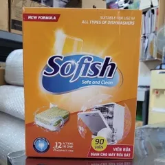 Viên Rửa Bát Sofish Hộp 90 Viên - Sạch Sáng Siêu Tốc Dành Cho Máy Rửa Chén Bosch, Teka, Hafele và Nhiều Thương Hiệu Khác