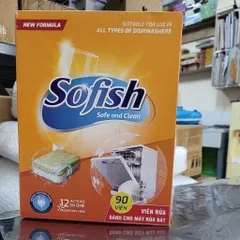 Viên Rửa Bát Sofish Hộp 90 Viên - Sạch Sáng Siêu Tốc Dành Cho Máy Rửa Chén Bosch, Teka, Hafele và Nhiều Thương Hiệu Khác