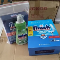Combo Sản Phẩm Rửa Bát FINISH - 100 Viên Viên Nén + Muối 1,2Kg + Nước Làm Bóng 400ML Hàng Chính Hãng, Bảo Vệ Máy Rửa Chén