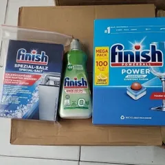 Combo Sản Phẩm Rửa Bát FINISH - 100 Viên Viên Nén + Muối 1,2Kg + Nước Làm Bóng 400ML Hàng Chính Hãng, Bảo Vệ Máy Rửa Chén