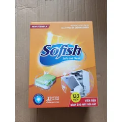 Viên Rửa Chén Bát SOFISH 120 Viên - Muối Rửa Bát 1,6Kg & Nước Làm Bóng 500ML - Chuyên Dụng Cho Máy Rửa Chén Hàng Chính Hãng