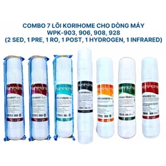 Bộ 7 Lõi Lọc Nước KORIHOME Chính Hãng - Đổi Thay Cho Máy Lọc Nước, Bao Gồm Sediment, Pre Carbon, RO, Post Carbon, Hydrogen, Infrared