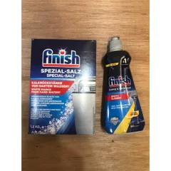 Bộ Sản Phẩm Finish - Muối Rửa 1.2KG & Nước Làm Bóng 400ML Chính Hãng, Bảo Vệ Máy Rửa Bát, Rạng Rỡ Đồ Dùng Nhà Bếp