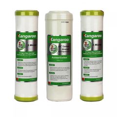 Bộ 3 Lõi Lọc Nước 123 Kangaroo Chính Hãng - Ngăn Chặn Bẩn, Rỉ Sét, Hấp Thụ Mùi Vị, Chất Hữu Cơ Cho Nước Sạch Hơn