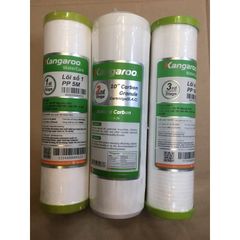 Bộ 3 Lõi Lọc Nước 123 Kangaroo Chính Hãng - Ngăn Chặn Bẩn, Rỉ Sét, Hấp Thụ Mùi Vị, Chất Hữu Cơ Cho Nước Sạch Hơn