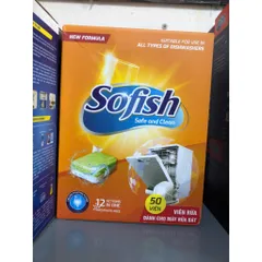 Viên Rửa Chén SOFISH - Hộp 50 Viên, Sạch Bóng, Không Mùi - Dùng cho Máy Rửa Bát Bosch, Fagor, Hafele, Malloca, Kaff và Nhiều Hãng Khác