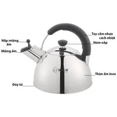 Ấm Đun Từ Arber 2.5L - Inox 304 Chịu Nhiệt Tốt, Không Bám Cặn, Thiết Kế Cách Nhiệt, Có Còi Báo Hiệu Sôi - Đồ Gia Dụng Nhà Bếp Cao Cấp