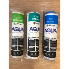 Bộ 3 Lõi Lọc Nước AQUA 123 Chính Hãng - Lọc Thô Tạp Chất, Bùn Đất, Rong Rêu, Gỉ Sét, 1 Micron và 5 Micron