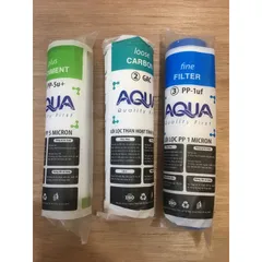 Bộ 3 Lõi Lọc Nước AQUA 123 Chính Hãng - Lọc Thô Tạp Chất, Bùn Đất, Rong Rêu, Gỉ Sét, 1 Micron và 5 Micron